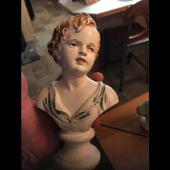 Antique Chalkware Busts on Pedestals